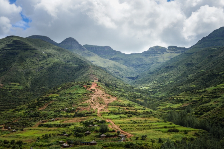 A village and a mountain road in the Lesotho highlands, en route to Mokhotlong | © Meri Hyöky Photography
